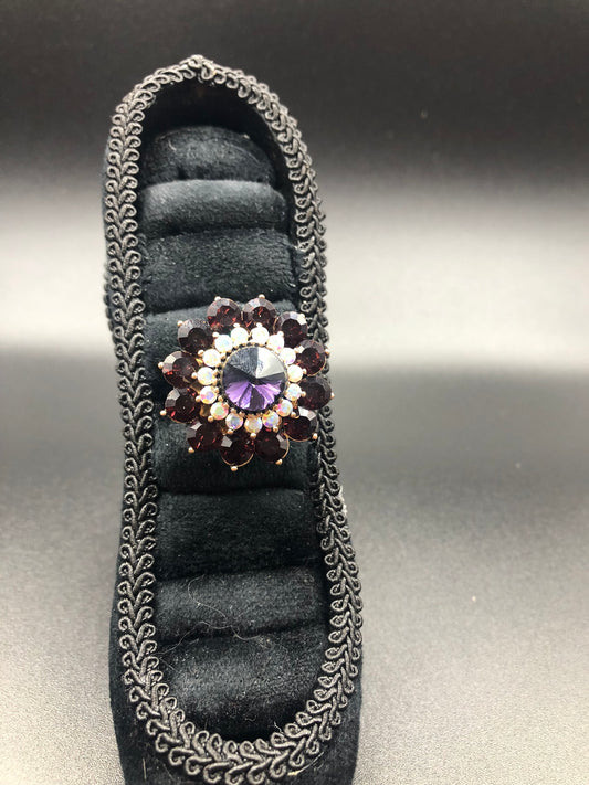 Purple & Clear Crystal Ring