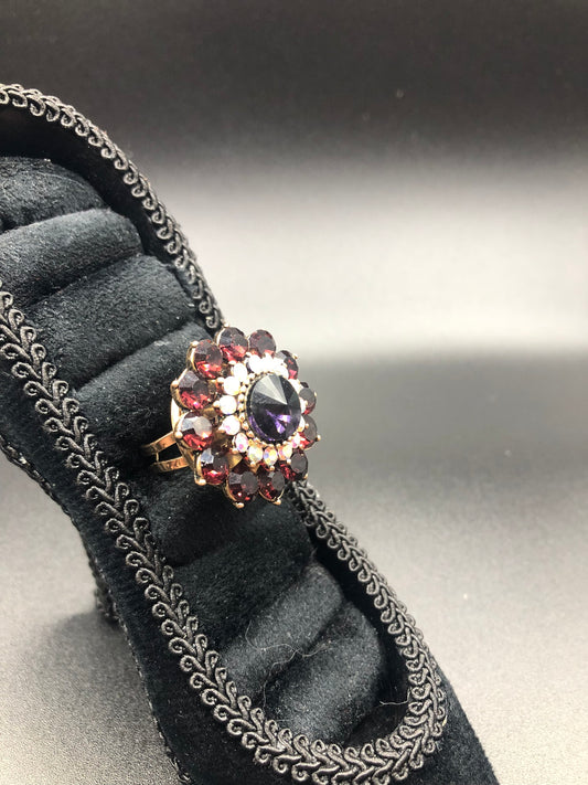Purple & Clear Crystal Ring