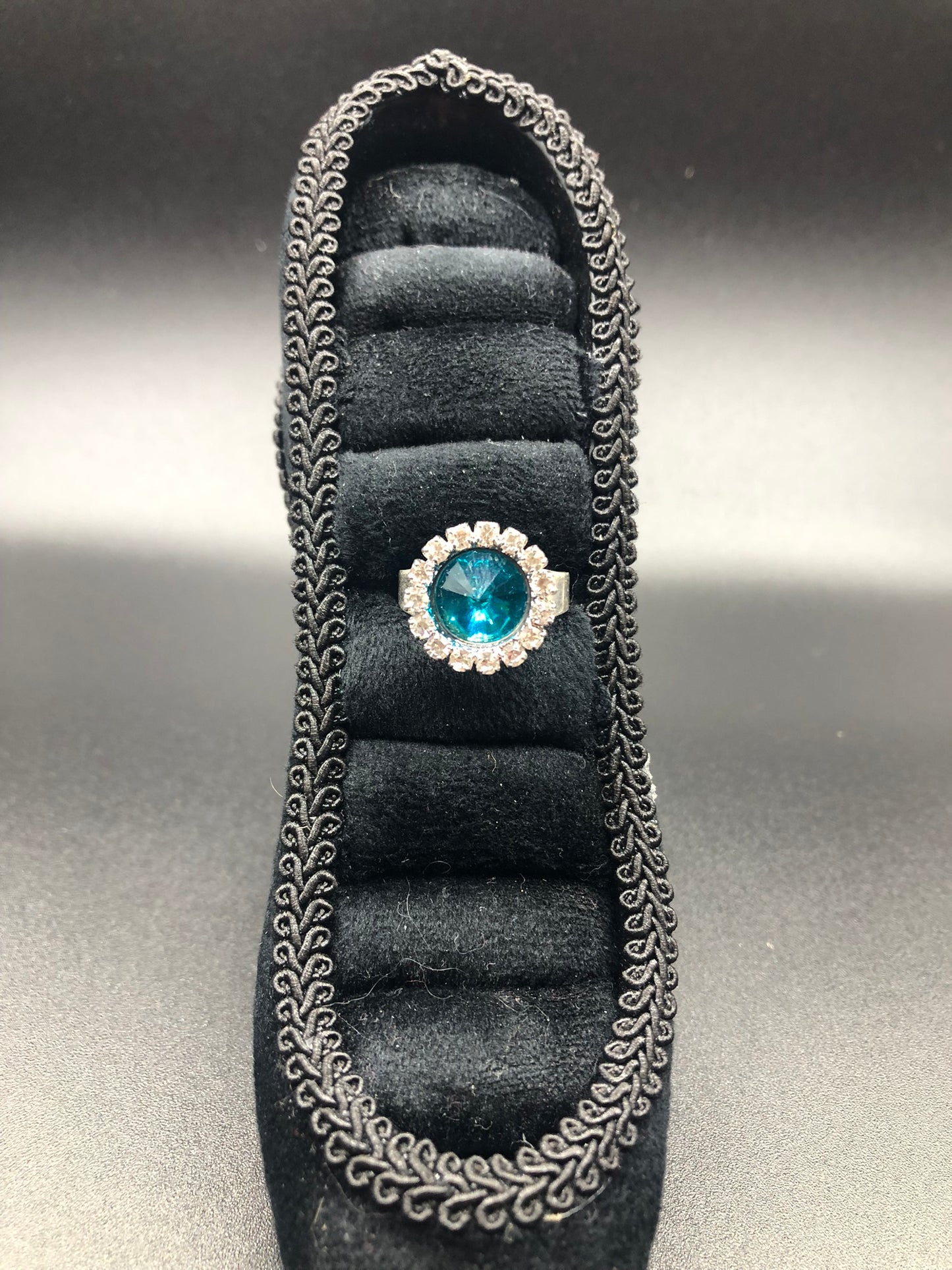 Teal Gemstone & Clear Crystal Ring