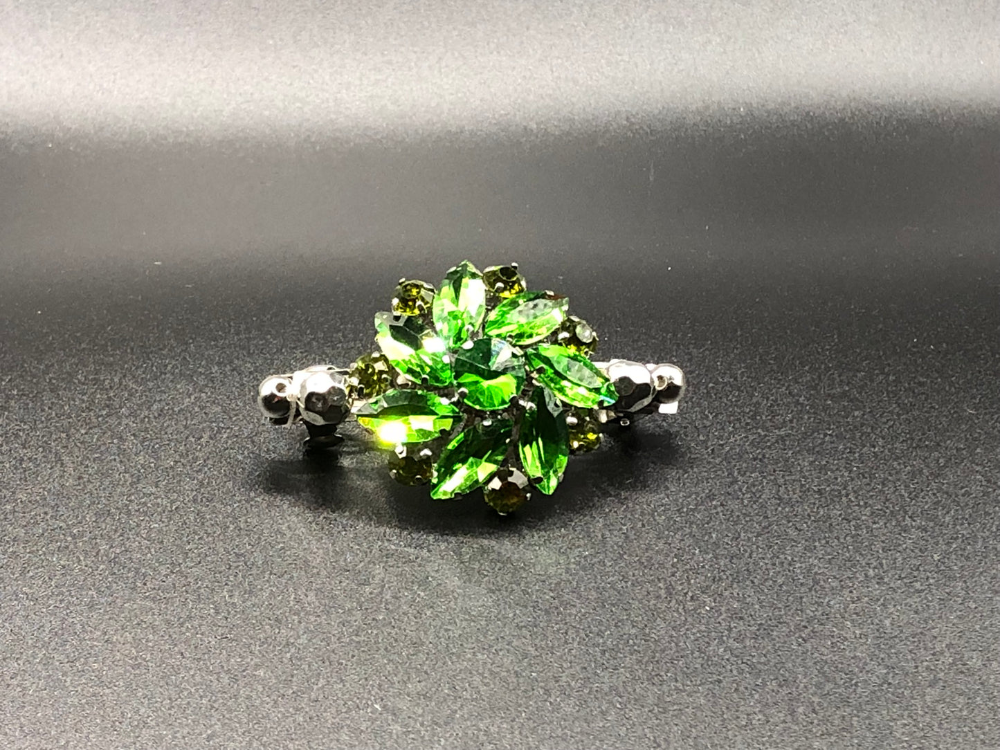 Green Rhinestone Barrette
